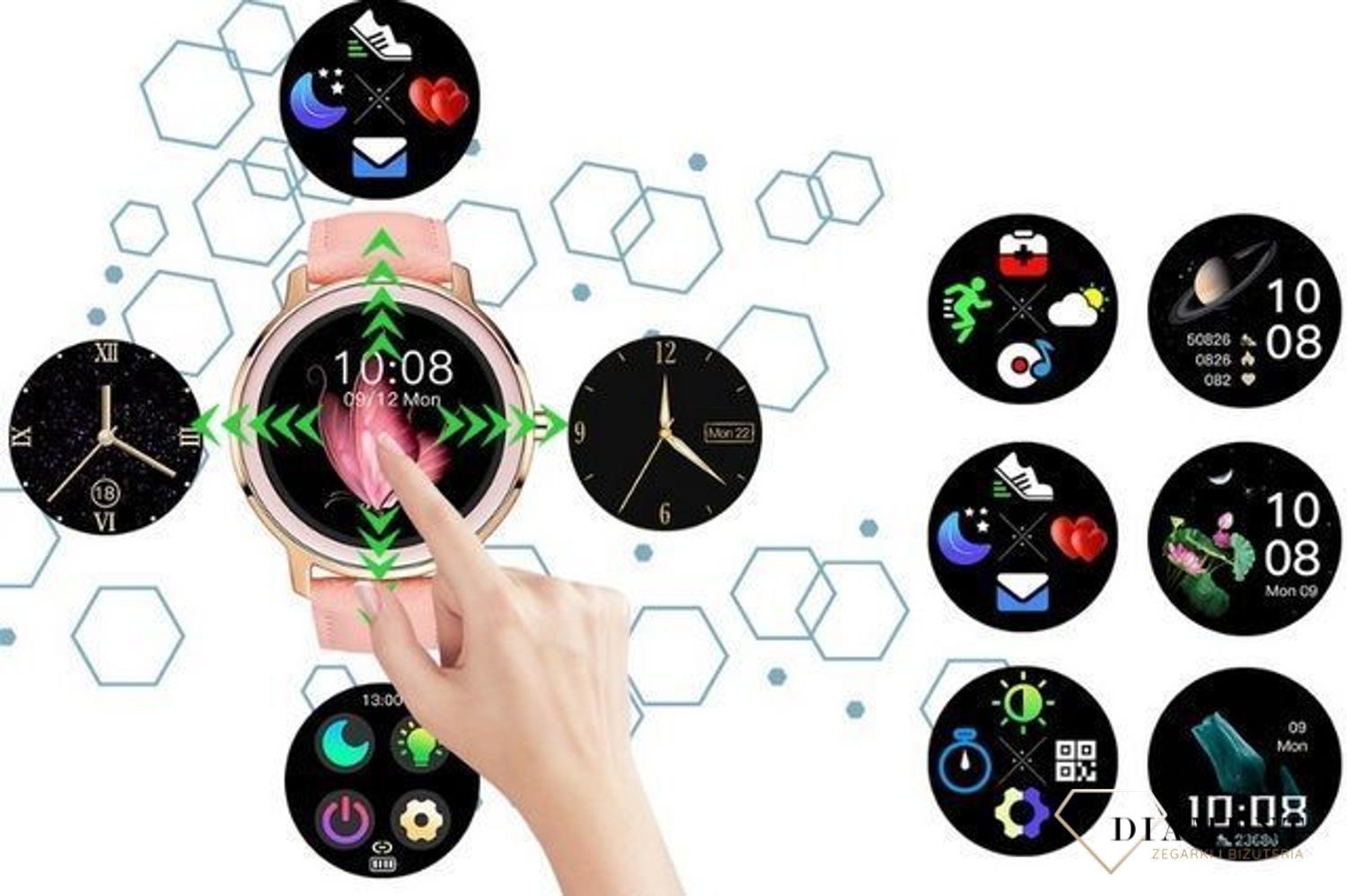 Smartwatch Rubicon na bransolecie Super Slim 9 mm różowe złoto RNBE66v.jpg